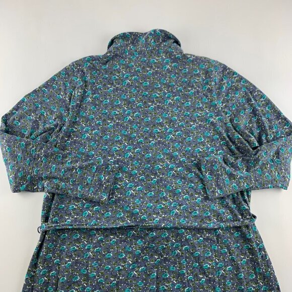 Boden Blue Green Collared Midi Shirt Dress with Sash Size 16 L 0064 - Picture 7 of 7